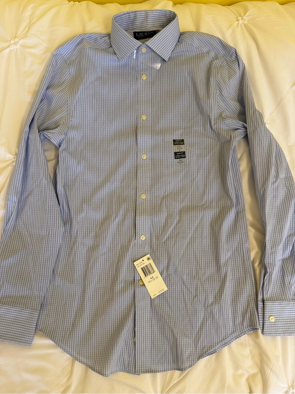 Lauren Ralph Lauren Light Blue Micro-Check Dress Shirt
